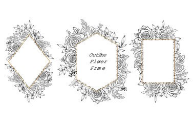 gold frame with outline flower hand drawn