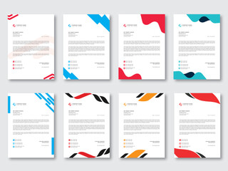  Minimalist letterhead template design, creative and modern professional business letterhead template bundle, abstract design with geometric shape