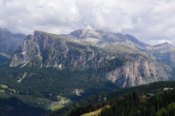 Fototapeta premium Val Gardena One of the most beautiful valleys in the Dolomites. The colors and the contrasts make the landscape 