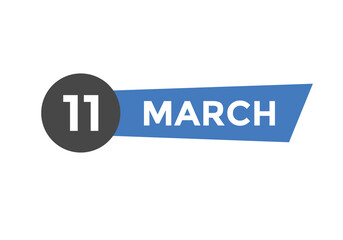 march 11 Calendar icon Design. Calendar Date 11th March. Calendar template 
