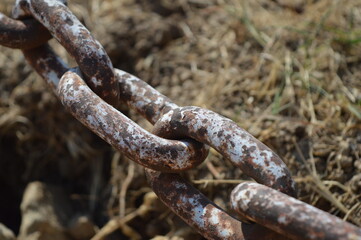 Very heavy and strong chain with rusty links