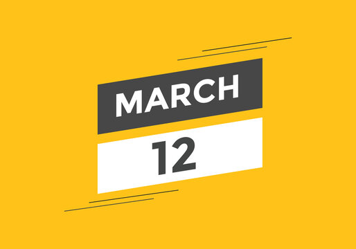 march 12 Calendar icon Design. Calendar Date 12th March. Calendar template 
