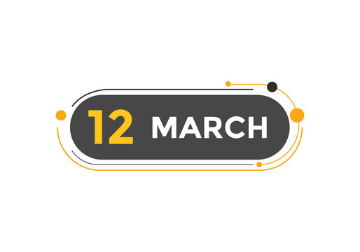 march 12 calendar reminder. 12th march daily calendar icon template. Vector illustration 
