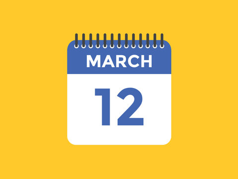 march 12 calendar reminder. 12th march daily calendar icon template. Vector illustration 
