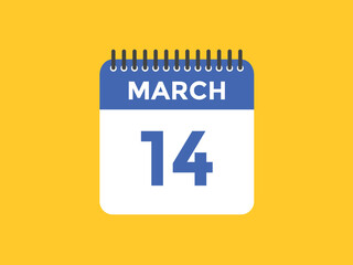 march 14 calendar reminder. 14th march daily calendar icon template. Vector illustration 
