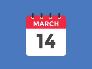 march 14 calendar reminder. 14th march daily calendar icon template. Vector illustration 
