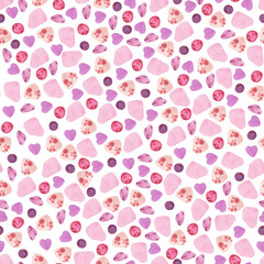 Watercolor pattern of pink and purple spots