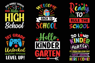 Back to school colorful typography t shirt design