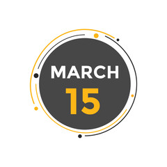 march 15 calendar reminder. 15th march daily calendar icon template. Vector illustration 
