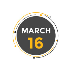 march 16 Calendar icon Design. Calendar Date 16th March. Calendar template 
