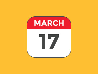 march 17 Calendar icon Design. Calendar Date 17th March. Calendar template 
