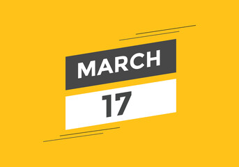 march 17 Calendar icon Design. Calendar Date 17th March. Calendar template 

