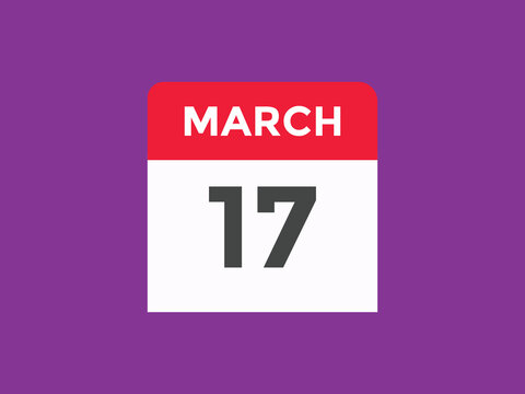 march 17 Calendar icon Design. Calendar Date 17th March. Calendar template 
