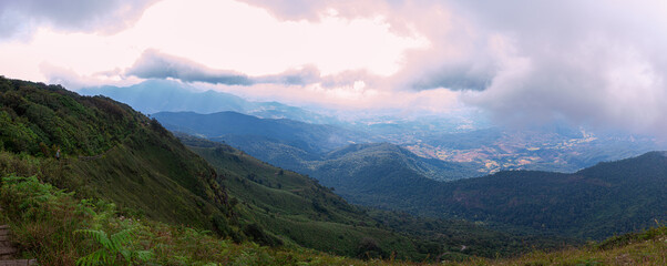 Naklejka na ściany i meble Panorama view of the mountains from chiangmai thailand