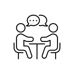 Human Resource Manage Line Icon. Job Interview Meeting Linear Pictogram. Recruitment Find Work Career Communication Outline Icon. Employer Hire Employee. Editable Stroke. Isolated Vector Illustration