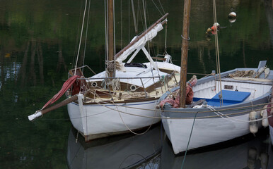 The small port of the Brigneau, old boats, Moelan sur Mer, Brittany, France