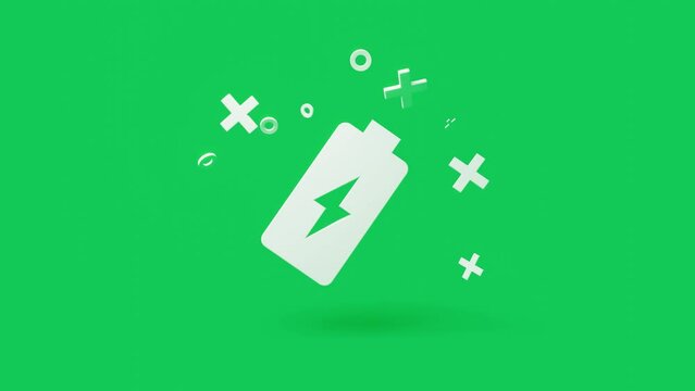 Green energy 3d icon on a simple green background animating in and out 4k seamless animation loop. High-quality 4k footage
