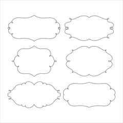 Hand drawn split monograms. Set of 6 floral split borders for family monograms, wedding invitations, greeting cards, web. Vintage botanical design elements.