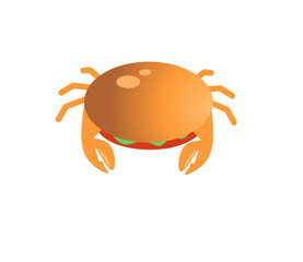 Cute delicious crab burger illustration, perfect for a seafood burger restaurant.