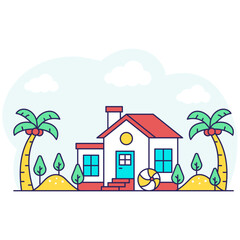 An illustration design of beach house