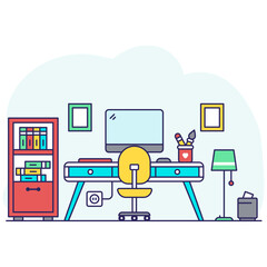 Trendy design illustration of workstation, flat vector