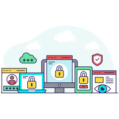 Trendy vector design of secure website