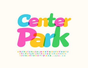 Vector colorful logo Center Park. Modern set of Alphabet Letters, Numbers and Symbols. Cute Kids modern  Font.