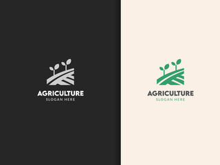 Agriculture logo design, field and plant concept