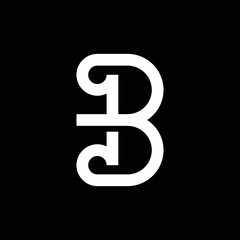 Modern letter B with overlapping line logo design