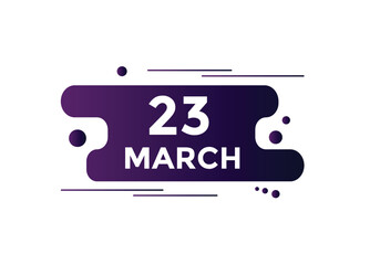 march 23 calendar reminder. 23th march daily calendar icon template. Vector illustration 
