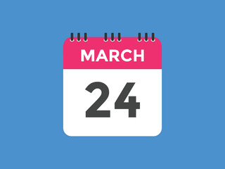 march 24 calendar reminder. 24th march daily calendar icon template. Vector illustration 
