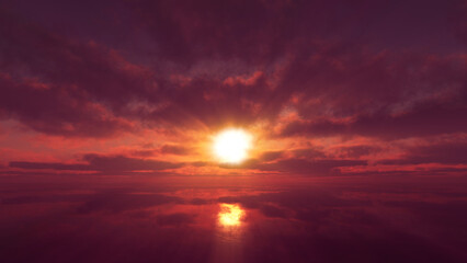 Fototapeta premium sunset calmly sea sun ray 3d render