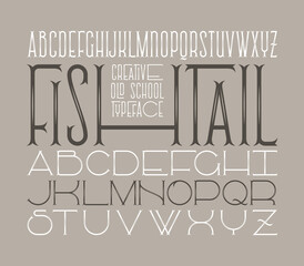 Vector font set. Vintage decorative english alphabet with narrow and wide letters.