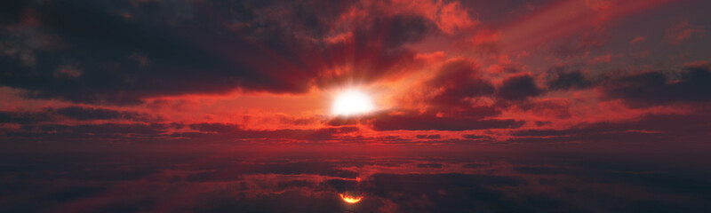 Fototapeta na wymiar sunset calmly sea sun ray 3d render