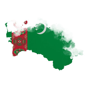 recommend clip art: Sublimation background country map- form on white background. Artistic shape in colors of national flag. Turkmenistan
