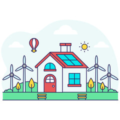 A colored design illustration of house 