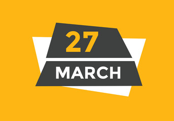 march 27 Calendar icon Design. Calendar Date 27th March. Calendar template 

