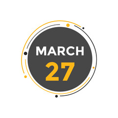 march 27 Calendar icon Design. Calendar Date 27th March. Calendar template 
