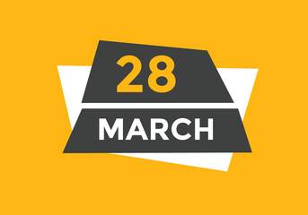 march 28 Calendar icon Design. Calendar Date 28th March. Calendar template 
