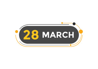 march 28 calendar reminder. 28th march daily calendar icon template. Vector illustration 
