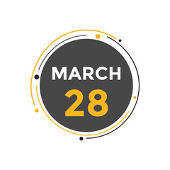 march 28 calendar reminder. 28th march daily calendar icon template. Vector illustration 
