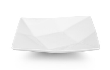 Square ceramic plate on white background