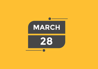 march 28 Calendar icon Design. Calendar Date 28th March. Calendar template 
