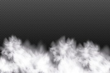 Set of white vector cloudiness ,fog or smoke on dark checkered background.Set of Cloudy sky or smog over the city.Vector illustration.