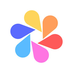 Logo geometric tribal mandala radial floral vector design -  rainbow colorful flower abstract shape symbol - Spiritual sacred design for meditation, decoration, deco, wall, print, web, pattern