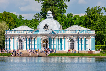 Fototapeta na wymiar Grotto pavilion in Catherine park in summer, Tsarskoe Selo (Pushkin), Saint Petersburg, Russia