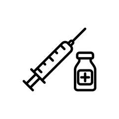 Syringe with vial bottle, vaccination simple icon vector. Flat design