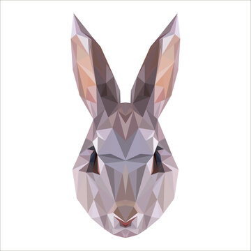 lowpoly triangle rabbit, symbol of new year chinese, modern style isolated