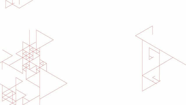 Animated background with red lines. Pattern with triangles. Video with copy space for text. Vector illustration isolated on white background.