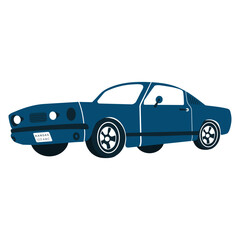 Blue retro car in vector